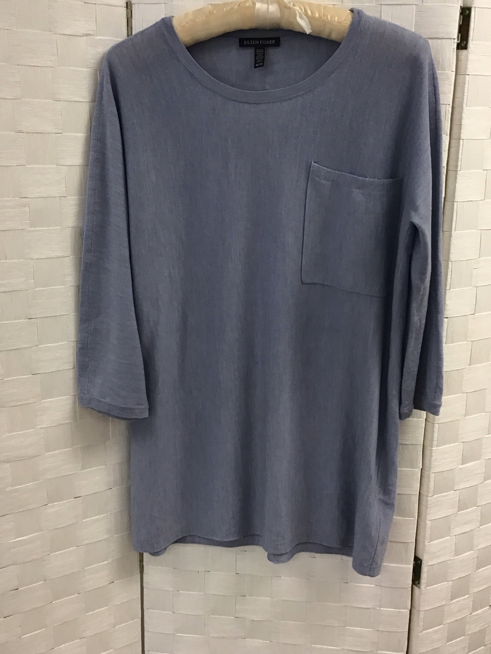 Eileen Fisher Dusty Blue Long-Sleeve Pocket Tee